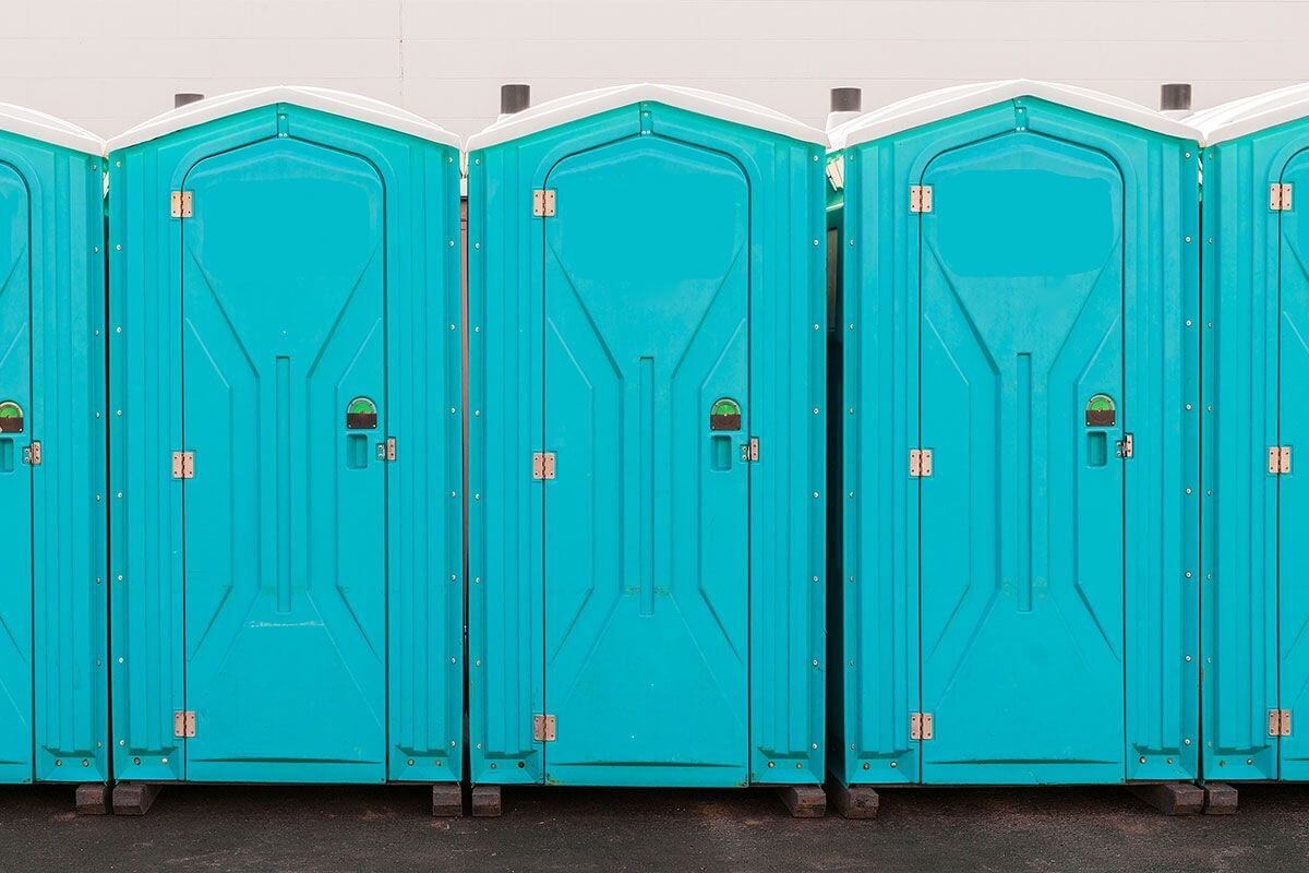 Industrial portable restroom units at a plant in Conway, South Carolina