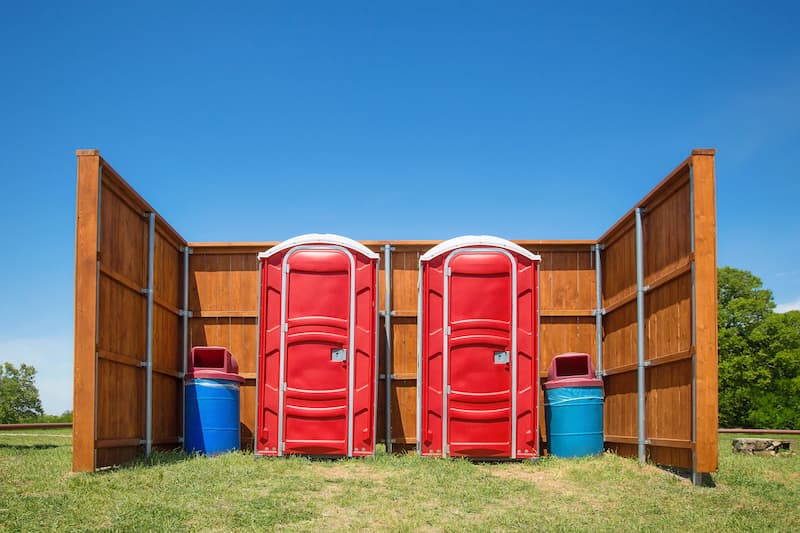 Short-term porta potty units staged for delivery in Conway, South Carolina